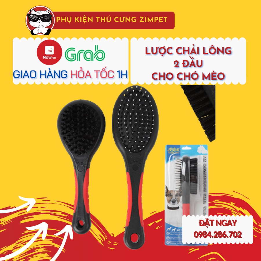 Lược 2 đầu matxa cao cấp chải lông chó mèo - Lược chải lông 2 đầu cho chó mèo - Zimpet