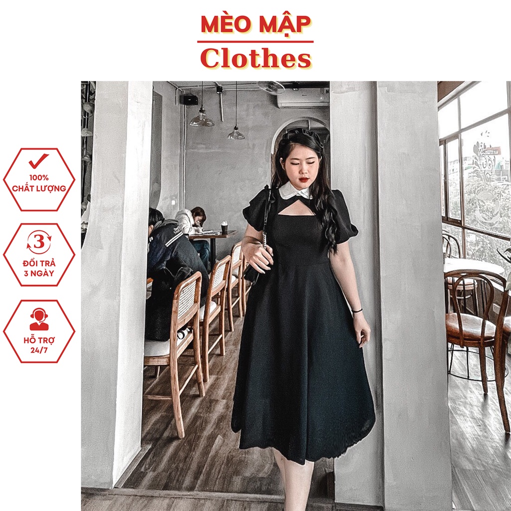 Đầm tiểu thư cổ sen khoét bigsize Mèo Mập Clothes phong cách Hàn Quốc trẻ trung thời thượng