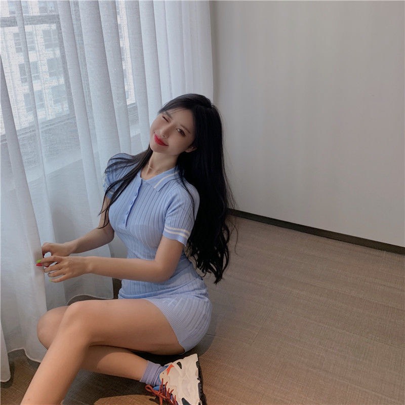 Váy ôm body polo len đan cổ bẻ chất đẹp | BigBuy360 - bigbuy360.vn