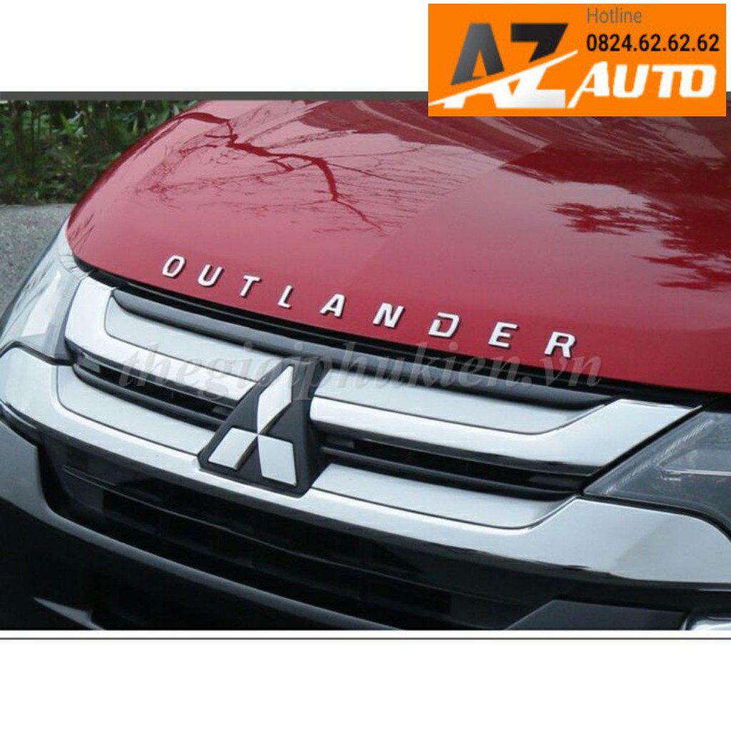 Logo chữ OUTLANDER 3D nổi dán nắp capo xe Mitsubishi Outlander hàng cao cấp