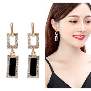 Khuyên Tai Nữ Hình Chữ Nhật Hợp Kim Cao Cấp Không Gỉ - Phong Cách Hàn Mới 2019