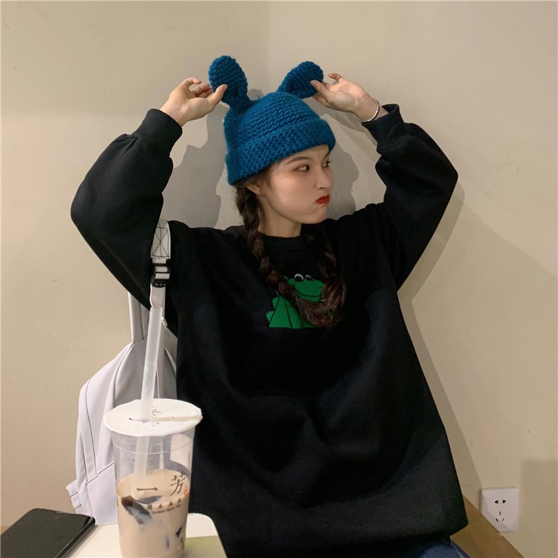 Áo sweater khủng long xanh tham ăn A073