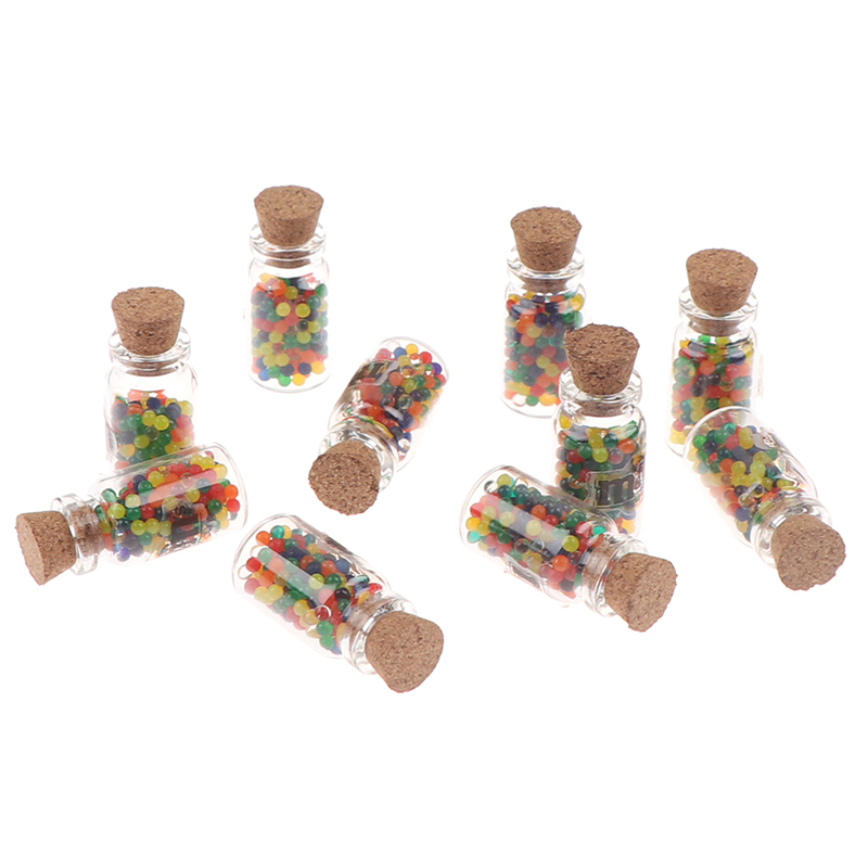 Bộ 10 Chai Đính Hạt Trang Trí Nhà Búp Bê