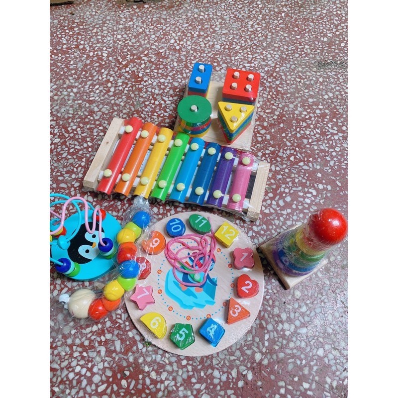 [Free Ship] Bộ Combo 6 Món Đồ Chơi Bằng Gỗ An Toàn Cho Bé - Giúp Bé Phát Triển Trí Tuệ