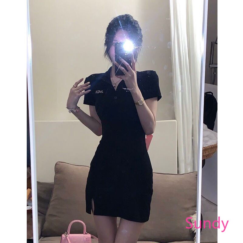 Đầm Cổ Polo Hở Lưng Đính Nơ Thời Trang Mùa Hè Cho Nữ