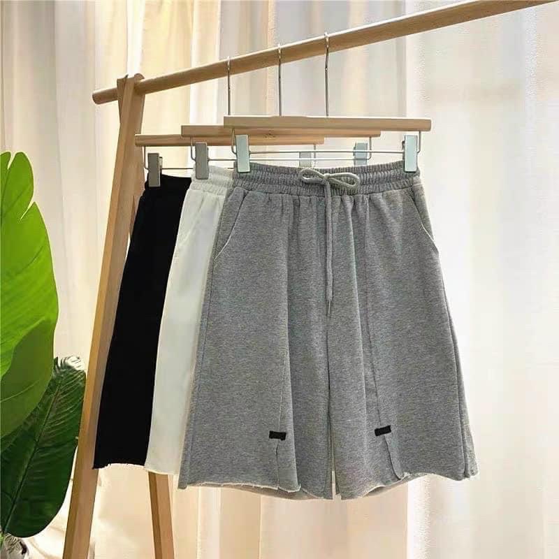 [GIÁ HUỶ DIỆT] Quần Shorts Nỉ Coton Xẻ Chất Đẹp- Quần Ống Rộng Ngố Unisex Nam  Nữ Form &lt;60kg (video ảnh thật shop quay)