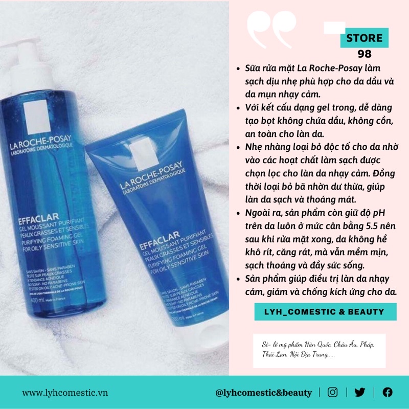Sữa rửa mặt La Roche Posay effaclar các size