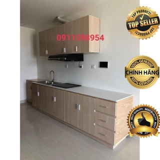 Tủ bếp treo trên dưới chất liệu nhựa Đài Loan cao cấp, . tính theo mét. chắc chắn, mặt bếp dán gạch, Giá Rẻ