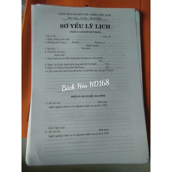 Bộ hồ sơ xin việc bao bìa vàng nhám