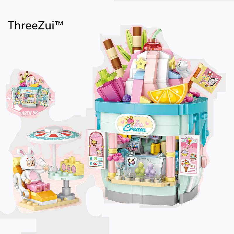 Loz Bộ Đồ Chơi Lắp Ráp Mô Hình Cửa Hàng Kem 1745 1746