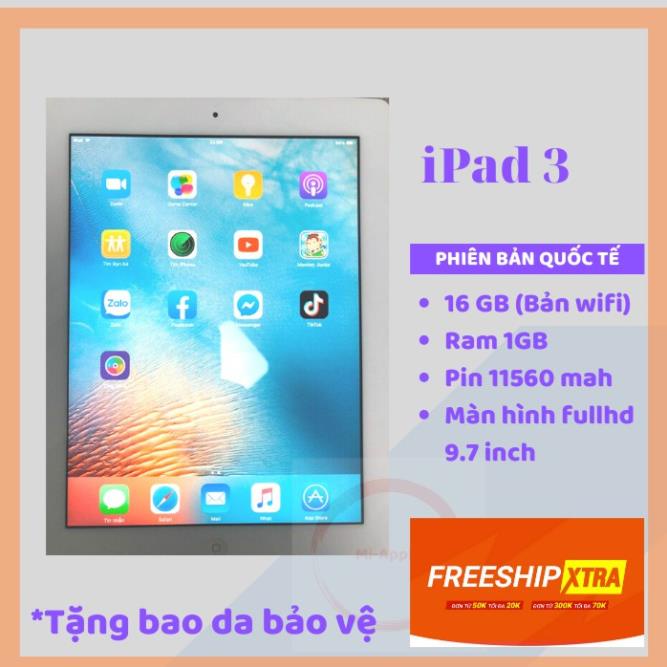 iPad 3 CHÍNH HÃNG Apple bản wifi 16GB Bh 6 THÁNG 1 đổi 1 tại nhà trong 30 ngày