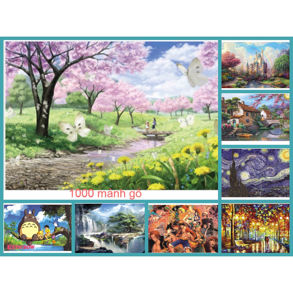 Tranh ghép hình 1000 miếng bằng gỗ KT 75x50cm Jigsaw Puzzle/ Đồ chơi xếp hình/ Xếp hình cho bé