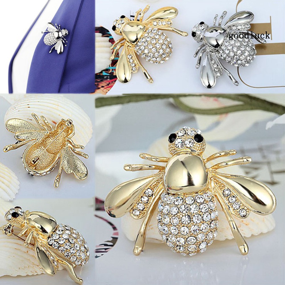 Ghim cài áo hình chú ong đính kim cương giả thời trang cho nữ