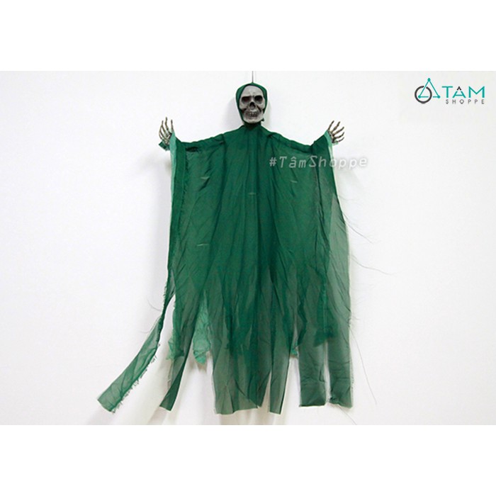 Mô hình con ma đầu lâu áo xanh lá dài 90cm có tay TAN