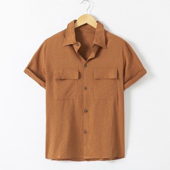 Áo đũi nam cộc tay, áo sơ mi đũi nam cộc tay cao cấp cổ bẻ chất đũi mát mẻ Y2