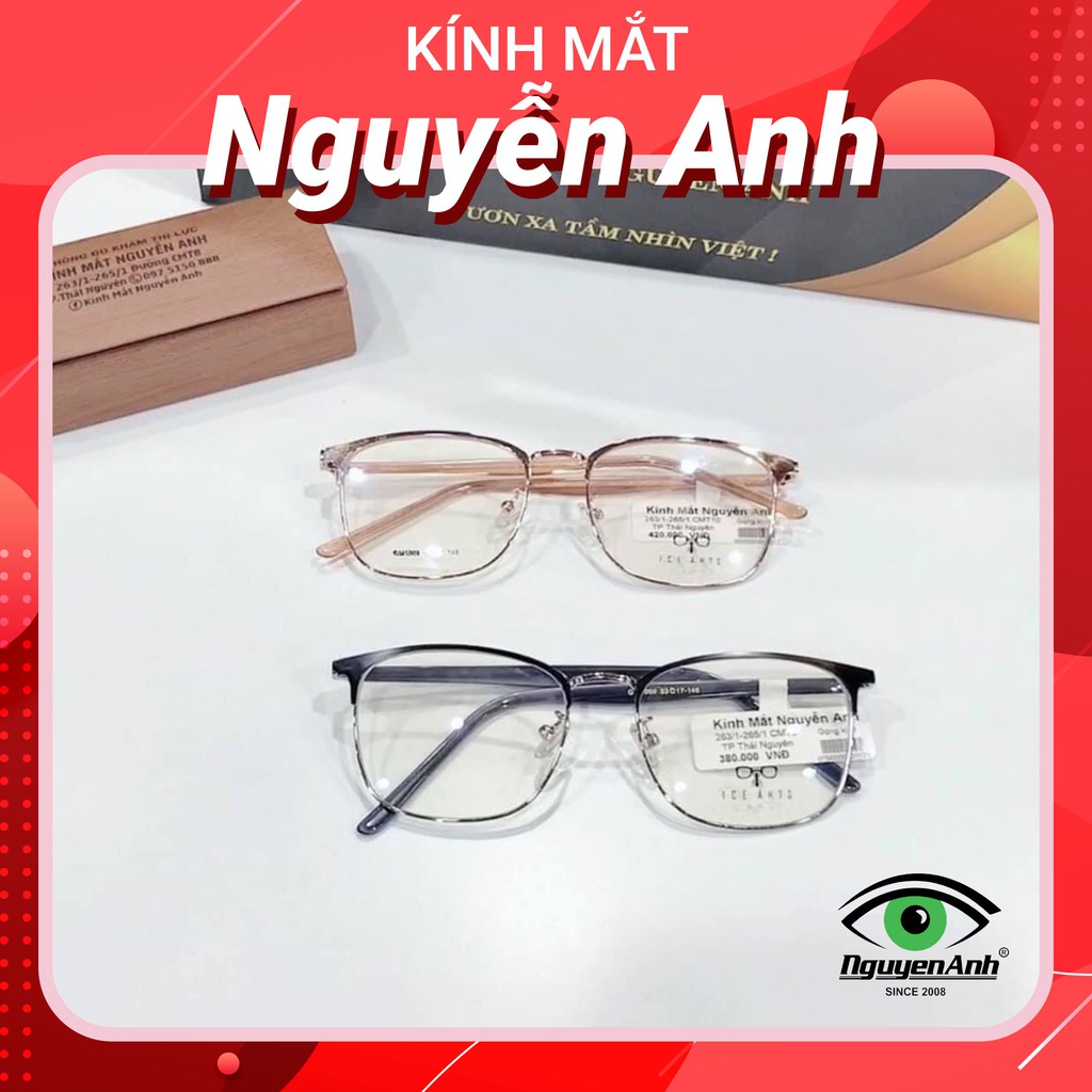 gọng kính cận kim loại nam nữ titan mắt tròn/vuông cho mặt to,dài,... ICEANT