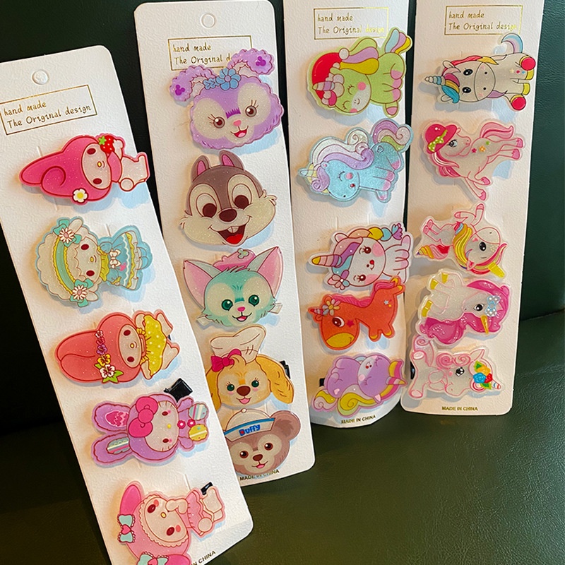 Set 10 Kẹp Tóc Hình Hoạt Hình Xinh Xắn Cho Bé Gái
