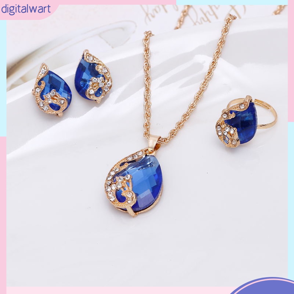 Set Dây Chuyền+Nhẫn+Đôi Bông Tai Thiết Kế Sang Trọng Thời Trang Cho Nữ