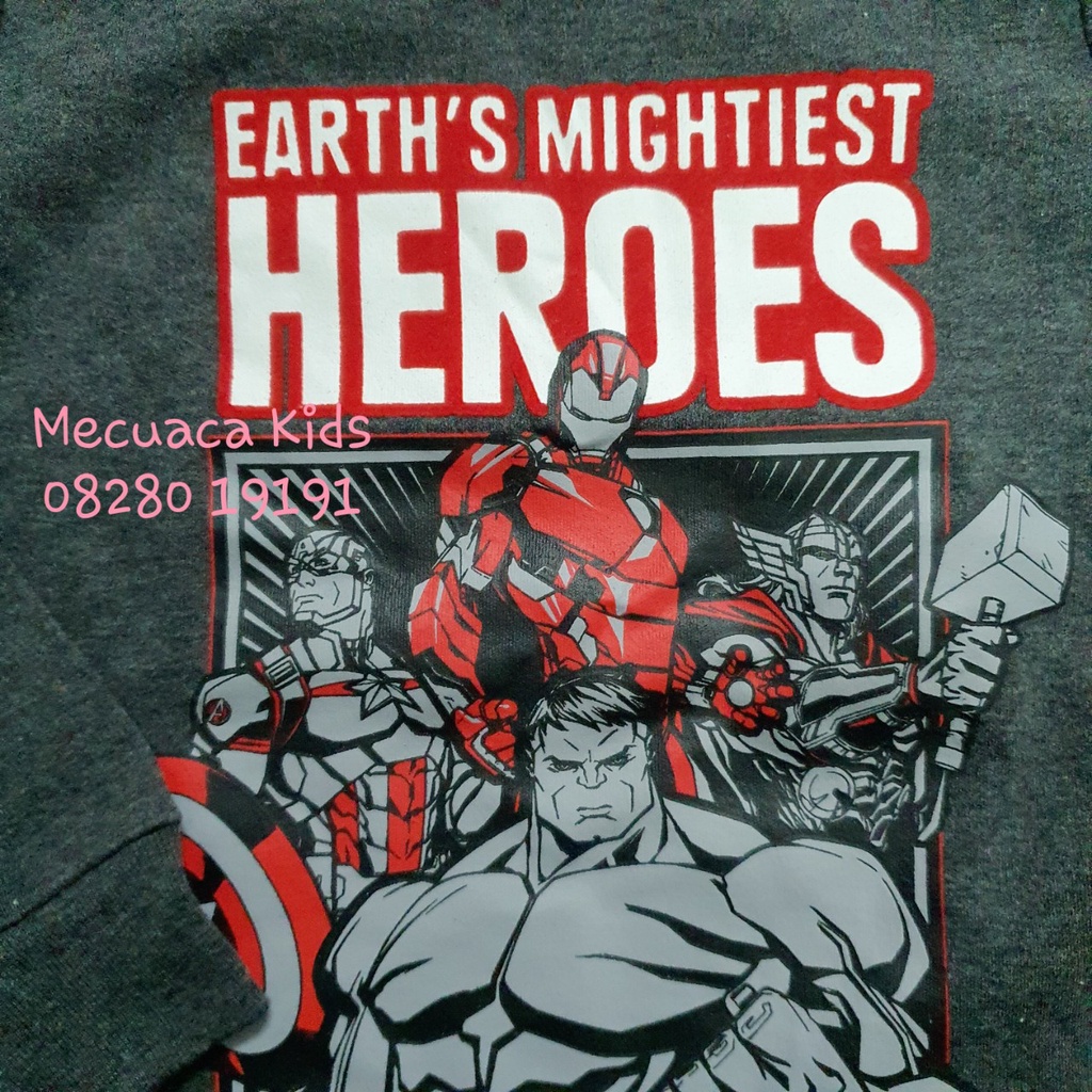 [3y,5-6y] Bộ ngủ cotton mặc nhà dài tay thu đông siêu nhân Marvel siêu anh hùng Heroes cho bé trai xuất dư xịn