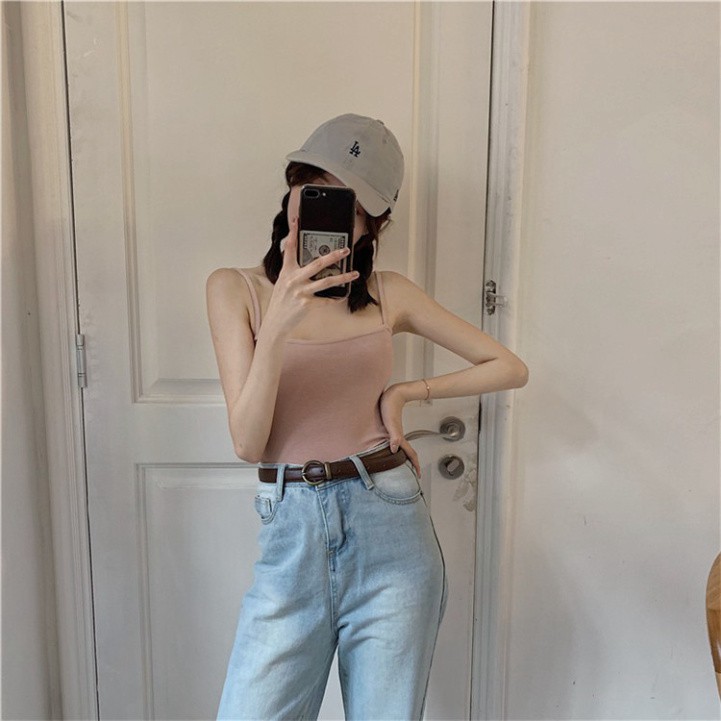 áo hai dây áo hai dây sợi bún croptop CRA018 màu TÍM/ĐEN/TRẮNG