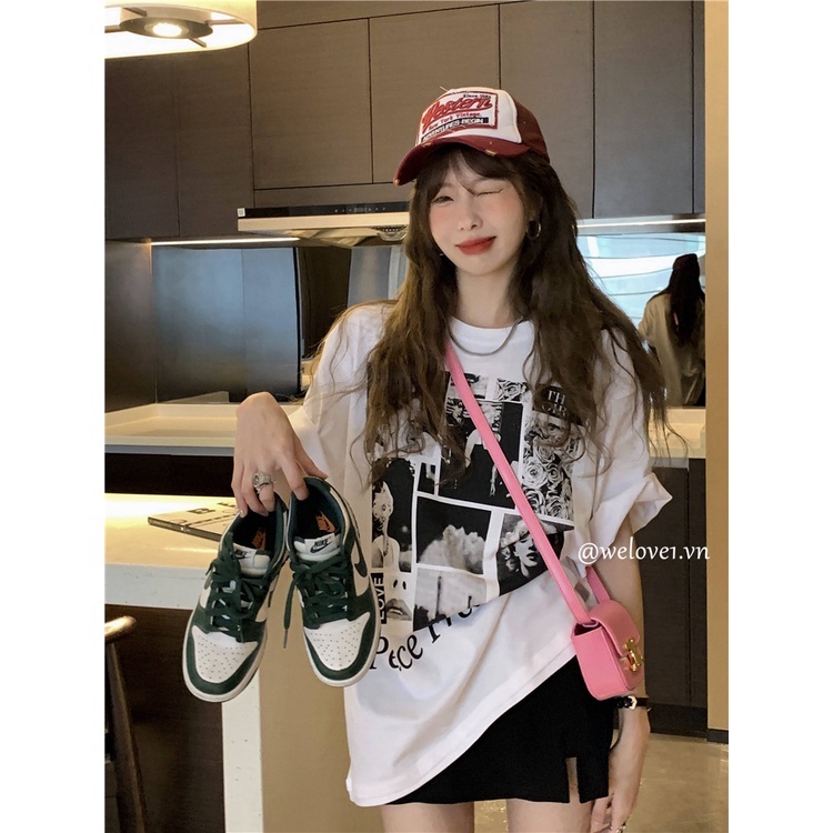 Áo Thun Nữ Ngắn Tay Cổ Tròn Thời Trang Hàn