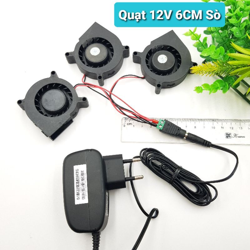 Bộ Quạt Hút Mùi 12V 6CM Tản Nhiệt (Làm Mát Điện Thoại, Bể Cá, Thú Nuôi)Bộ quạt tản nhiệt 6x6x1.5Cm hình sò