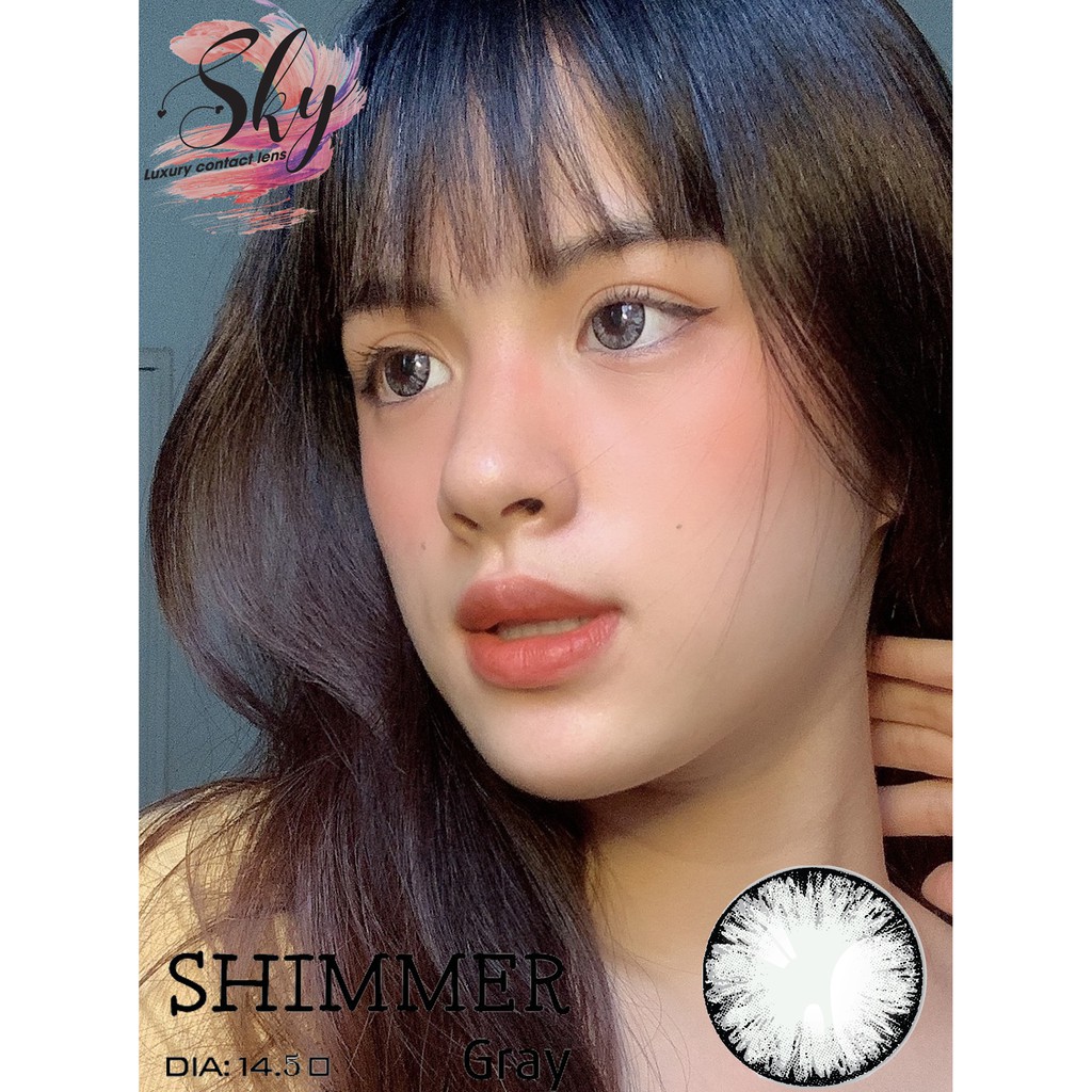 Kính áp tròng Sky Lens -Shimmer Gray 0-6 Độ-Made in Korea Chính Hãng Dia14.00