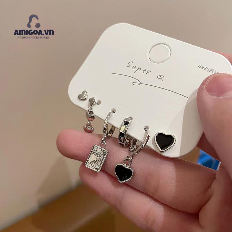 ✨✨Set 6 Khuyên Tai Hình Trái Tim Phong Cách Hàn Quốc