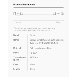 Bộ 2 cáp sạc nhanh cho iphone Baseus Simple Wisdom (1.5m)