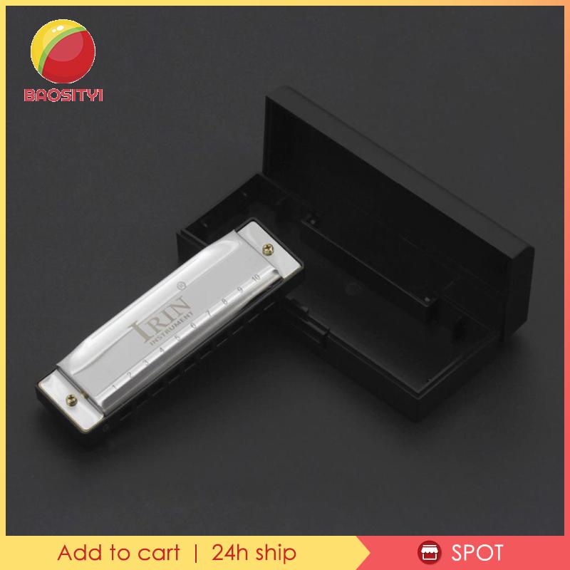[Baosity1] Kèn Harmonica 10 Lỗ Cao Cấp Có Hộp Đựng Chìa Khóa