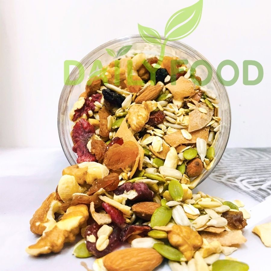 Granola ăn kiêng siêu hạt có Macca , Óc Chó Ngũ cốc giảm cân Mix 9 loại hạt DailyFood chính hãng