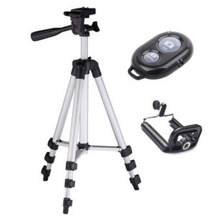 Combo gậy tripod + kẹp máy ảnh + nútbluetooth