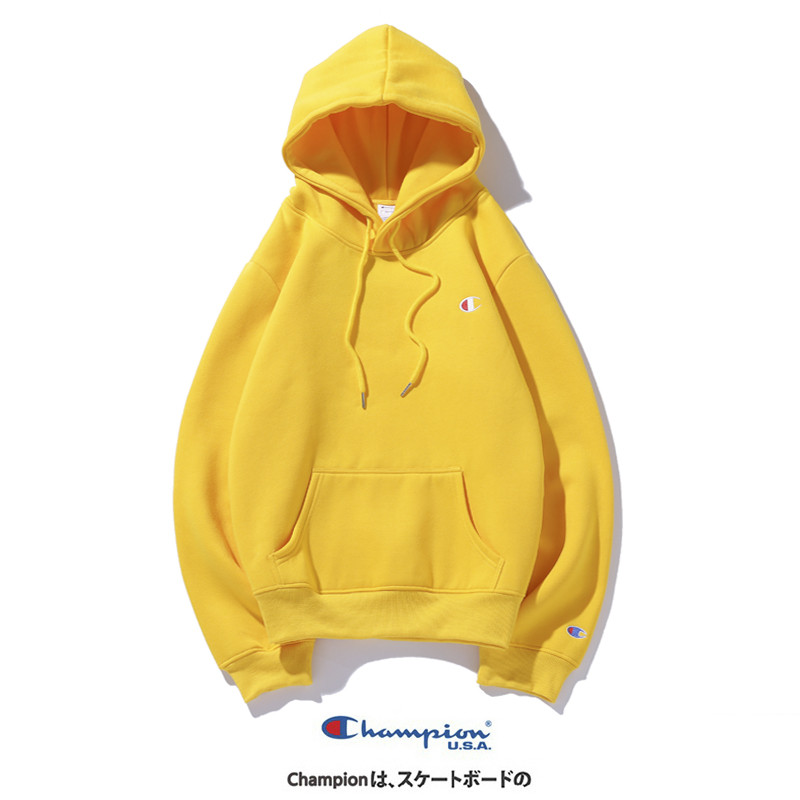 Áo hoodie Champion lót nhung cotton ngoại cỡ thêu chữ thời trang cho nam nữ