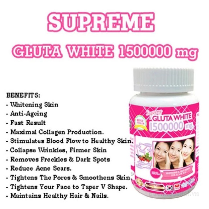 Supreme Gluta White 1500000 mg viên uống trắng da chống lão hóa