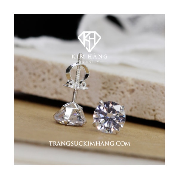 Khuyên Tai Nụ Đá 4 Chấu - Chốt Vặn