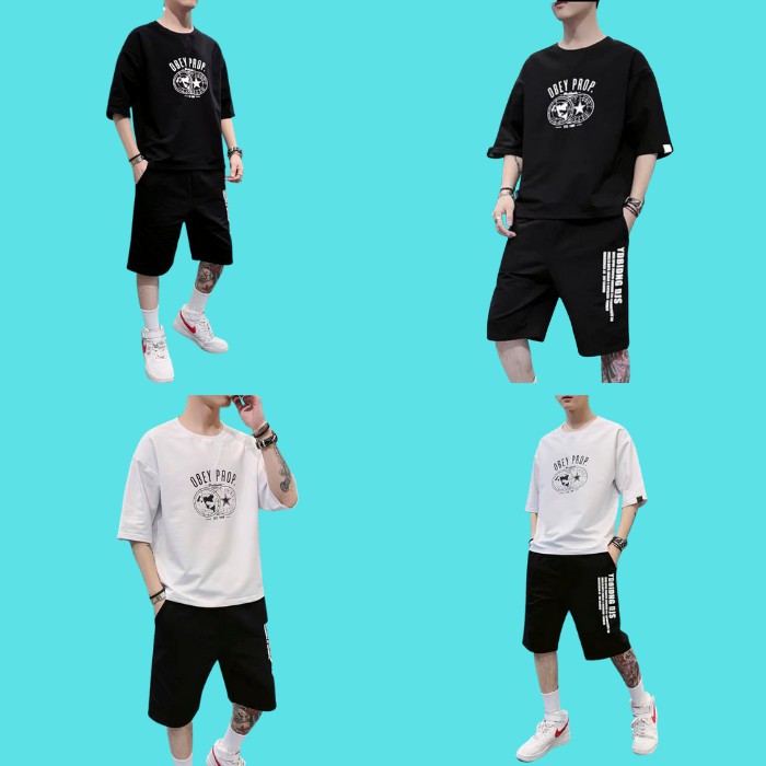 Bộ đồ mặc nhà,bộ cộc tay OBEY PROP,quần áo tập gym chất thun cotton-ANPAZA