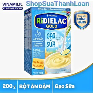 HSD T10-2023 Bột ăn dặm RIDIELAC GOLD Gạo sữa - Hộp giấy 200g