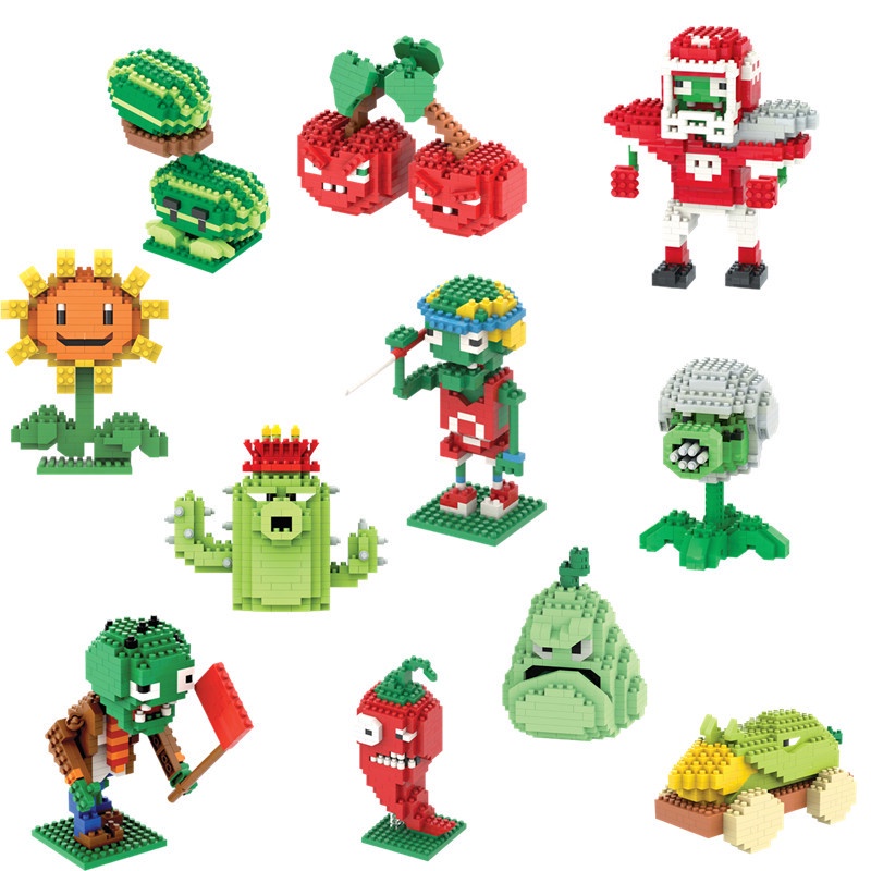Lego mini đồ chơi lắp ráp 3d game plants and zombies, hoa quả nổi giận - ảnh sản phẩm 2