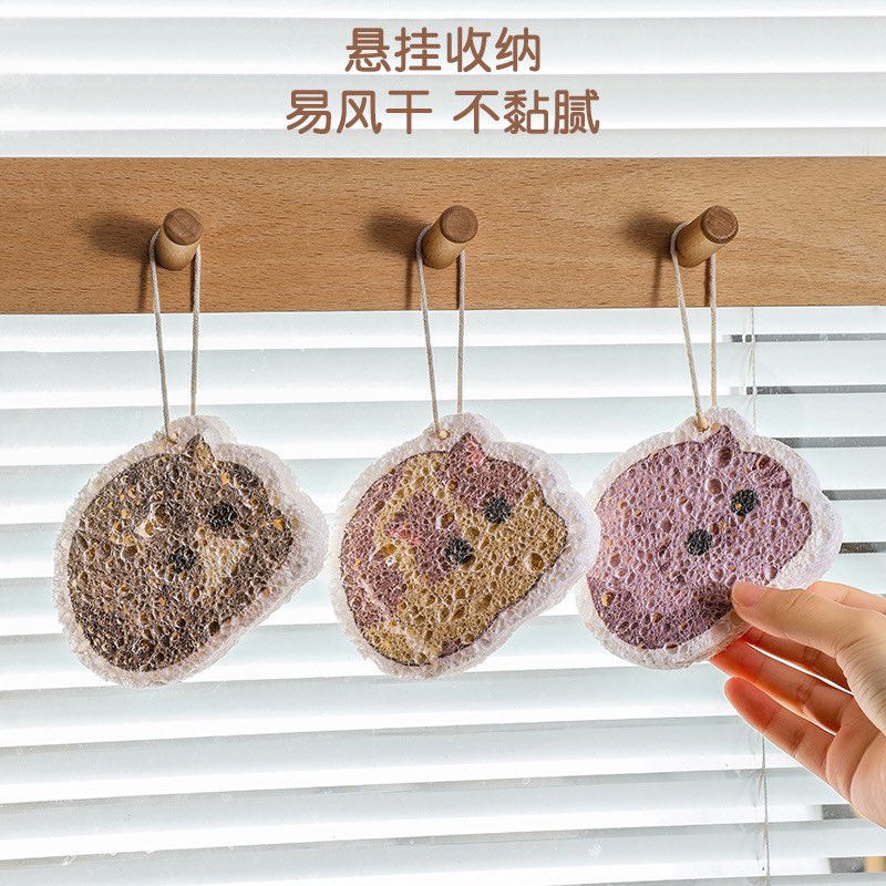 Miếng Bọt Biển Rửa Chén Dễ Thương Có Nút Hít Mạnh