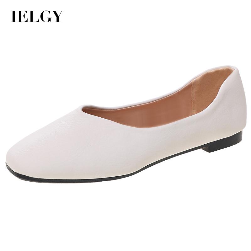 Giày bệt IELGY đế vuông mũi vuông miệng nông có size lớn phong cách Hàn Quốc thoải mái cho nữ
