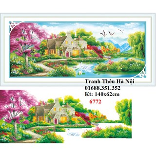 Tranh đính đá Phong cảnh mùa xuân DF2673-140x62cm