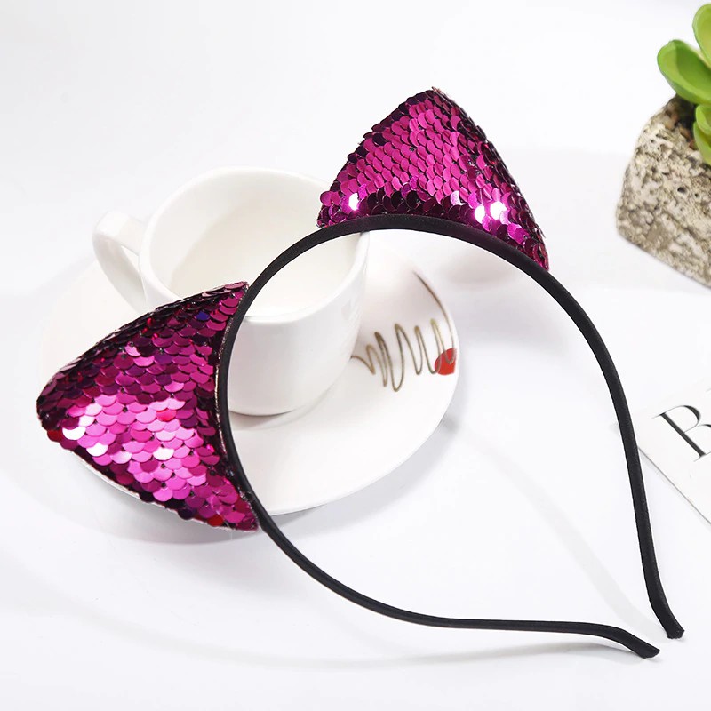 Cài tóc thiết kế tai mèo lấp lánh dễ thương cho bé gái