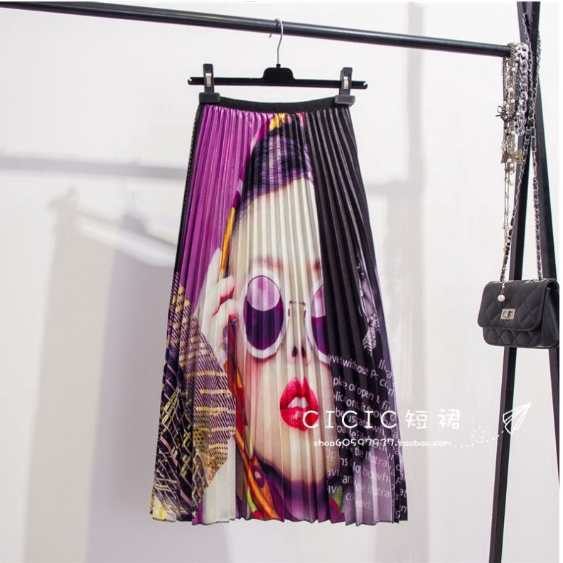 Chân váy maxi xếp ly in hình cá tính dành cho nữ | BigBuy360 - bigbuy360.vn