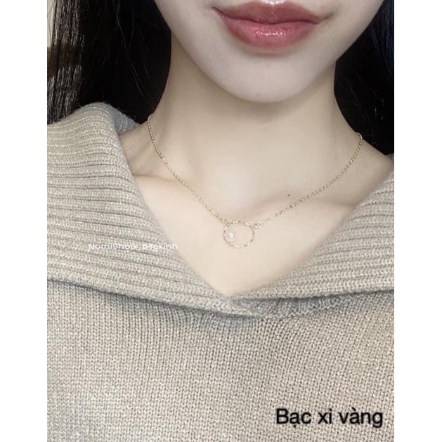 Dây chuyền bạc cho nữ, Mẫu mới hình tròn sóng nước mix trai siêu xinh, nhẹ nhàng tinh tế Mainomi Shop Bạc Xinh