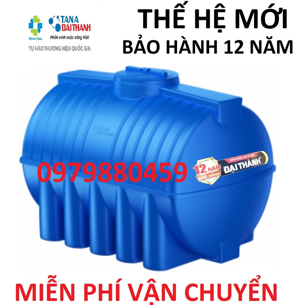 Bồn nhựa thế hệ mới cao cấp Đại Thành ngang, bảo hành 12 năm