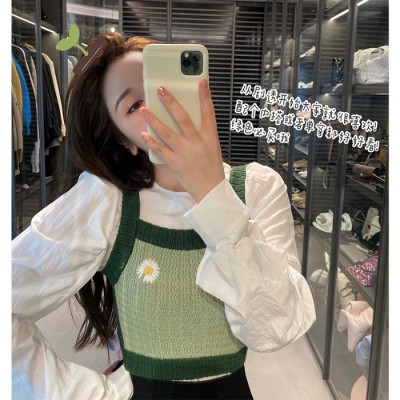 NRVP Áo họa tiết hoa cúc tay phồng thời trang hè cho nữ