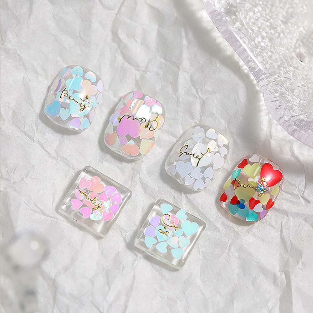 [Hàng mới về] Hộp Kim Tuyến Hình Trái Tim Siêu Mỏng Lấp Lánh Nhiều Kích Thước Dành Cho Trang Trí Móng Tay Nghệ Thuật Diy