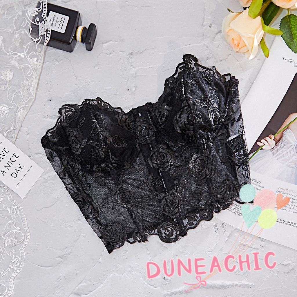 DUNEA Áo ống không tay phối ren quyến rũ thời trang cho nữ