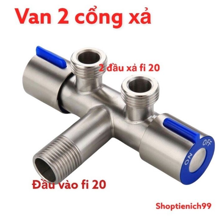 Van Nước 2 Cổng Xả, Van Nước Đa Năng 2 Cổng Xả Điều Khiển Thông Minh,Lắp Nối Đường Kính Lắp Ống Phi 21mm Inox 304.