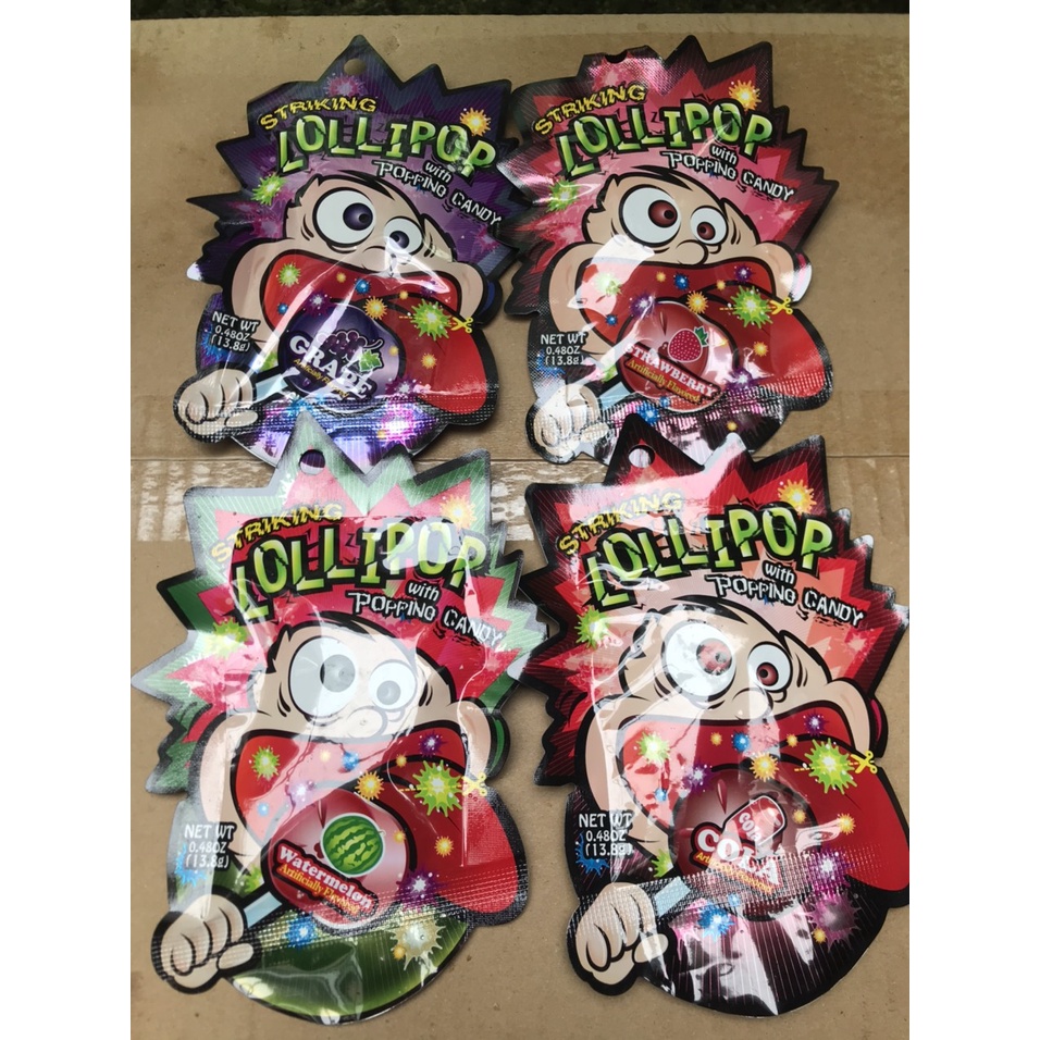 Kẹo Nổ Striking Lollipop Hong Kong Popping Candy Vị Dưa (Gói 13.8g-nhỏ)